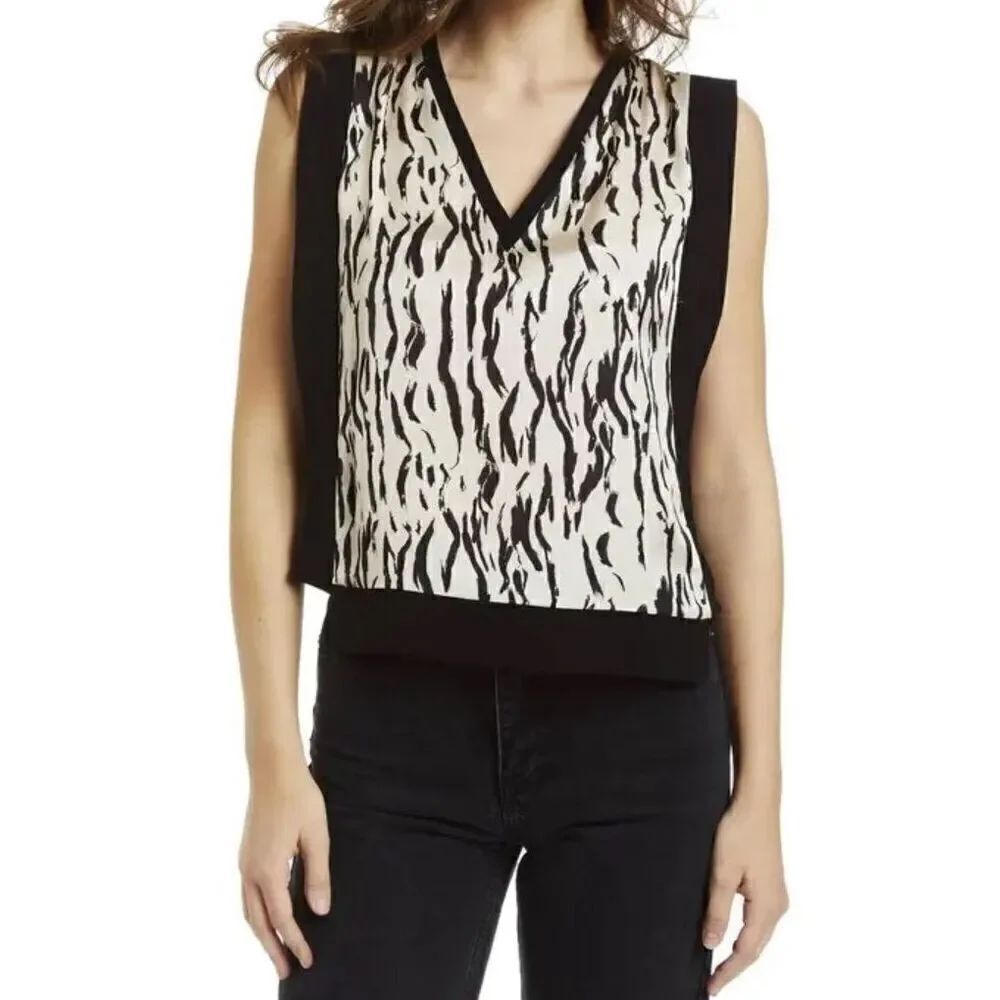 Drew Raquel Top in Ivory & Black NWT Size XS
